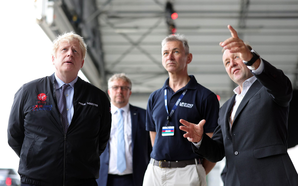 Boris Johnson visiting the Spaceport in Cornwall
